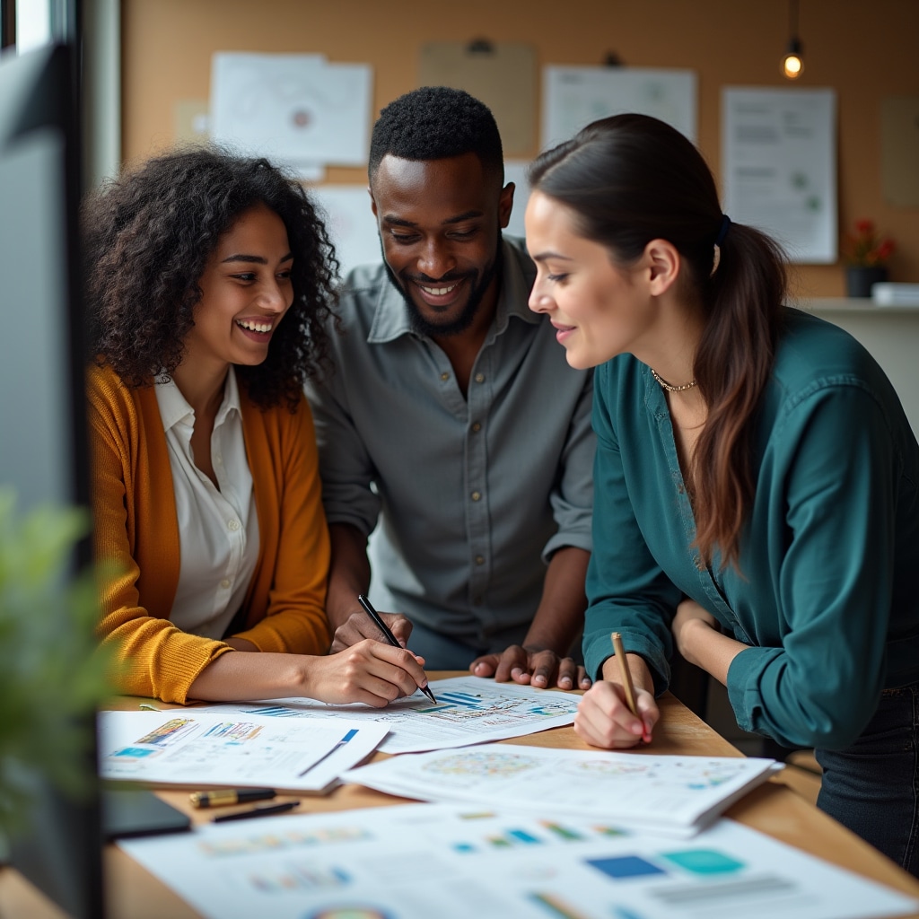 Grup analizând studii de caz în sesiune de formare